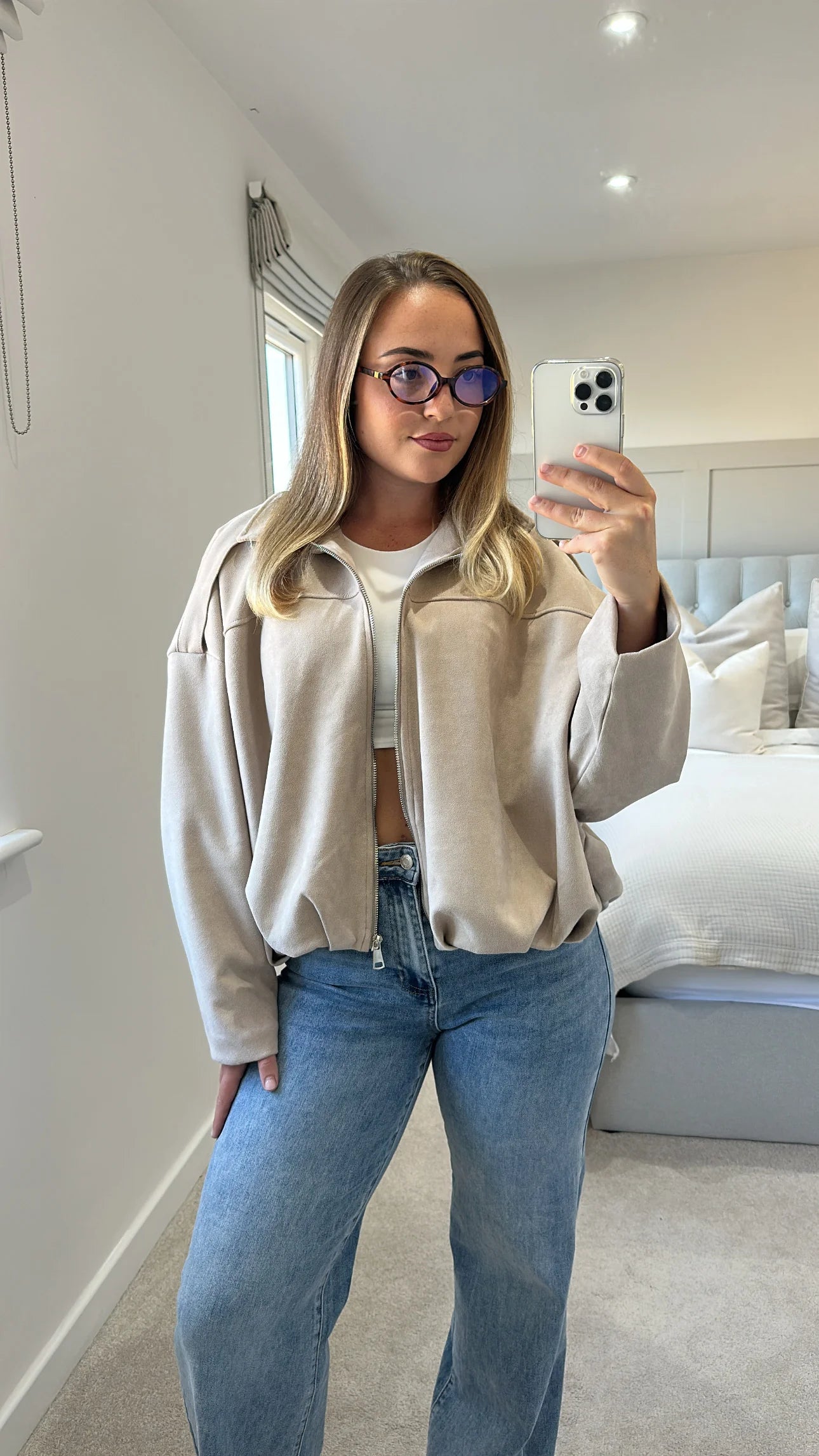 (BUY 1 GET 2 FREE) Suede bomber jacket