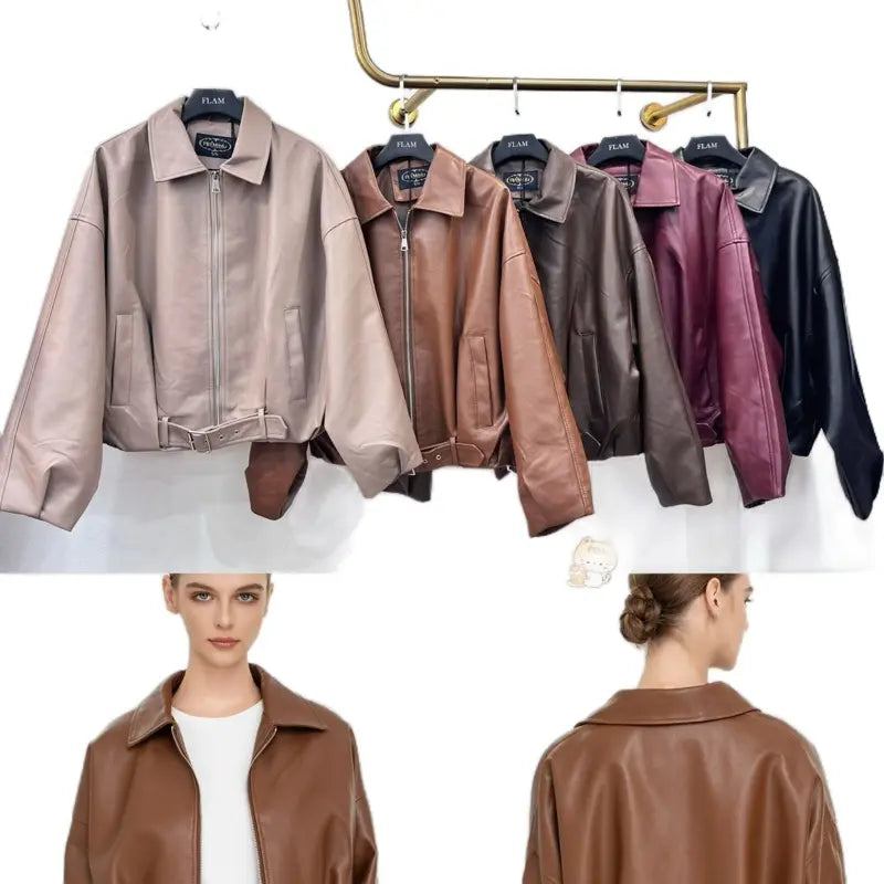 (BUY 1 GET 1 FREE) Faux Leather Bomber Jacket