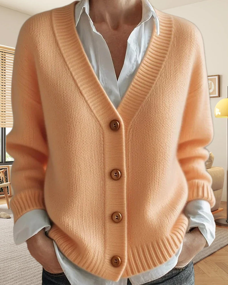 Long-Sleeved Solid Color Cardigan Sweater Jacket