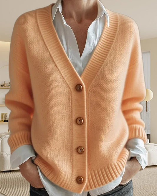 Long-Sleeved Solid Color Cardigan Sweater Jacket