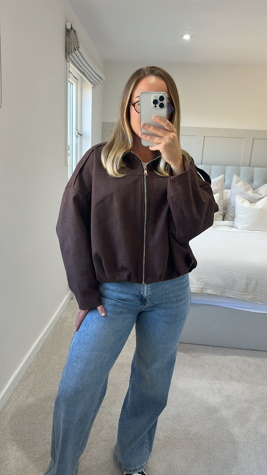 (BUY 1 GET 2 FREE) Suede bomber jacket